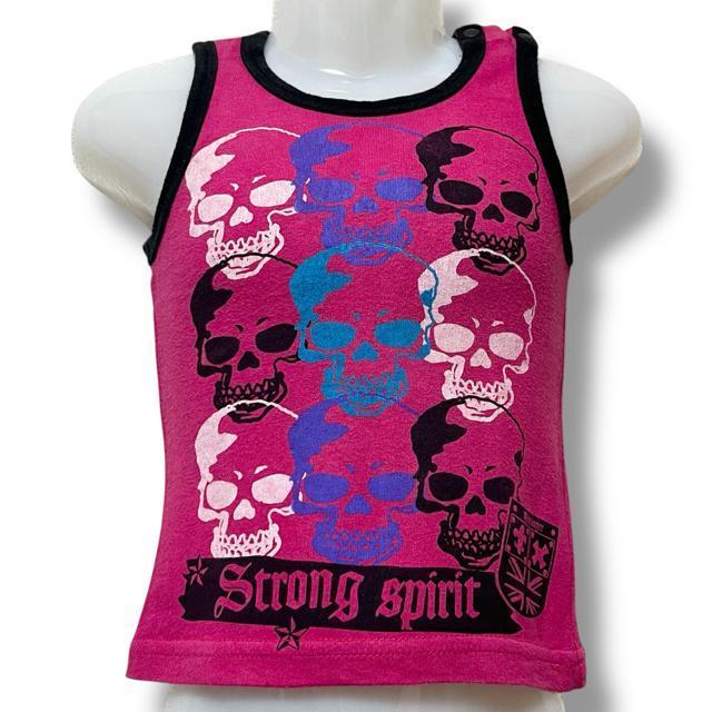 【80】スカルプリントタンクトップ/ピンク☆ユニセックス < キッズ/ベビー  【80】スカルプリントタンクトップ/ピンク☆ユニセックス < キッズ/ベビーの