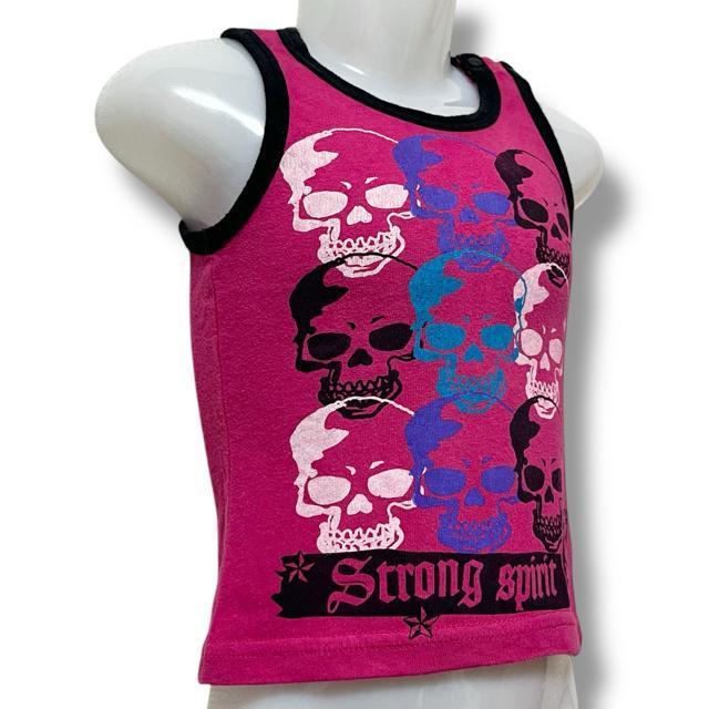 【80】スカルプリントタンクトップ/ピンク☆ユニセックス < キッズ/ベビー  【80】スカルプリントタンクトップ/ピンク☆ユニセックス < キッズ/ベビーの