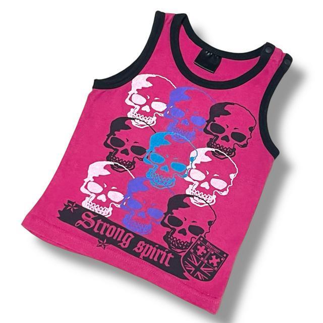 【80】スカルプリントタンクトップ/ピンク☆ユニセックス < キッズ/ベビー  【80】スカルプリントタンクトップ/ピンク☆ユニセックス < キッズ/ベビーの