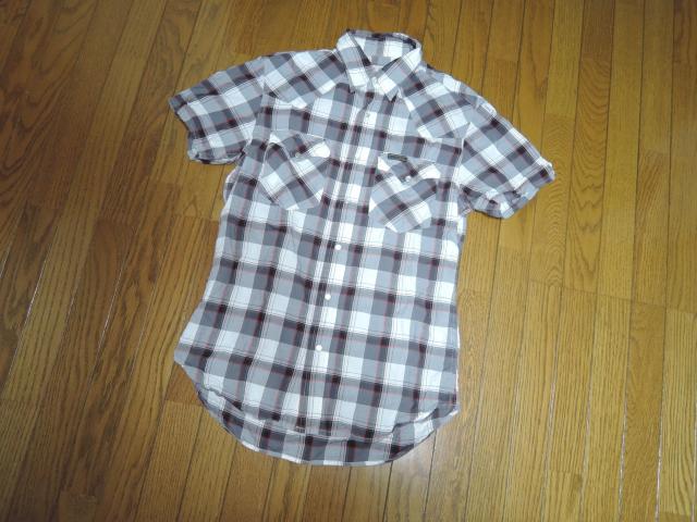 HYSTERIC GLAMOUR ヒステリックグラマー ウエスタン チェックシャツ M 灰白赤系 半袖シャツ < ブランド  HYSTERIC GLAMOUR ヒステリックグラマー ウエスタン チェックシャツ M 灰白赤系 半袖シャツ < ブランドの