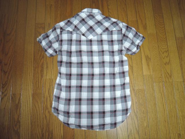 HYSTERIC GLAMOUR ヒステリックグラマー ウエスタン チェックシャツ M 灰白赤系 半袖シャツ < ブランド  HYSTERIC GLAMOUR ヒステリックグラマー ウエスタン チェックシャツ M 灰白赤系 半袖シャツ < ブランドの