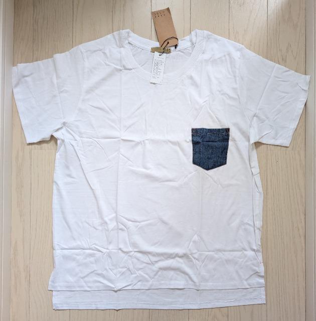 4L★LARU★綿100%★デニムポケット半袖Tシャツ★新品★送料無料 < 女性ファッション  4L★LARU★綿100%★デニムポケット半袖Tシャツ★新品★送料無料  < 女性ファッションの