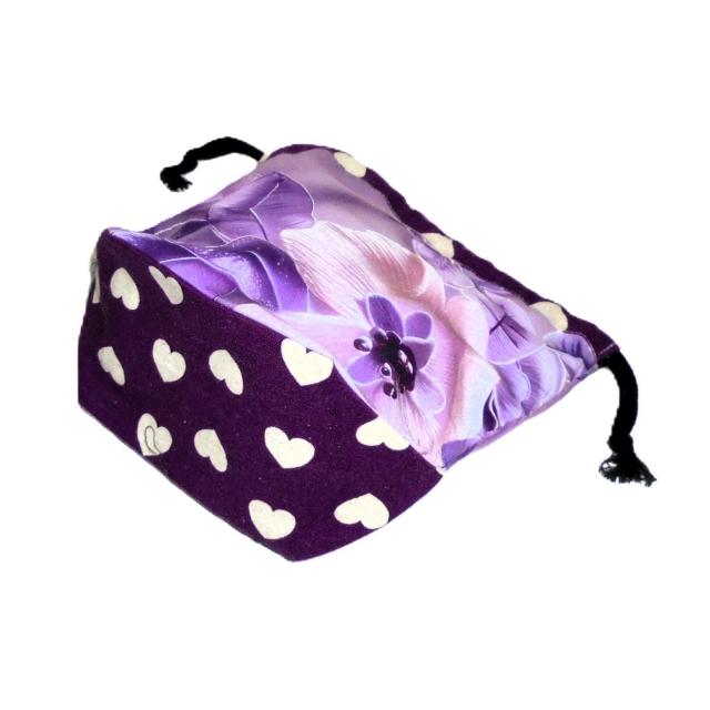 【底マチ幅が広い巾着】◆紫の花クレマチス×紫グラデーション×紫ハート < 女性ファッション 【底マチ幅が広い巾着】◆紫の花クレマチス×紫グラデーション×紫ハート < 女性ファッションの