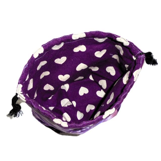 【底マチ幅が広い巾着】◆紫の花クレマチス×紫グラデーション×紫ハート < 女性ファッション 【底マチ幅が広い巾着】◆紫の花クレマチス×紫グラデーション×紫ハート < 女性ファッションの