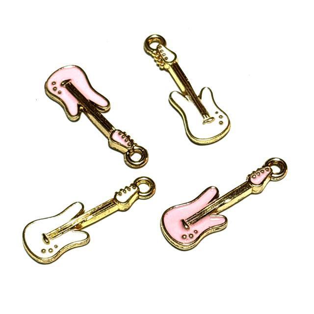 5068 ピンク色と白色のエレキギター 4個 金属パーツ アクセサリーチャーム ハンドメイド材料 エナメル 楽器 音楽 < ペット/手芸/園芸 5068 ピンク色と白色のエレキギター 4個 金属パーツ アクセサリーチャーム ハンドメイド材料 エナメル 楽器 音楽 < ペット/手芸/園芸の