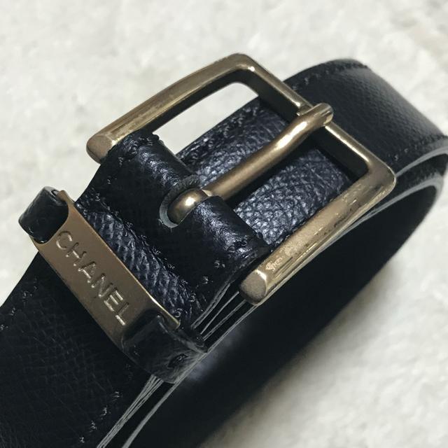 正規品 シャネル キャビアスキンレザーベルトブラック 65/26 < ブランド  正規品 シャネル キャビアスキンレザーベルトブラック 65/26 < ブランドの