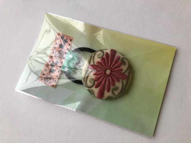 ハンドメイド ヘアゴム 特大 くるみボタン インドレース < 女性ファッション  ハンドメイド ヘアゴム 特大 くるみボタン インドレース < 女性ファッションの