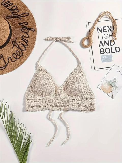 特別提供品790円★プレーンかぎ針編みタイネックボヘミアンビーチトップ日本サイズM アプリコット < 女性ファッション  特別提供品790円★プレーンかぎ針編みタイネックボヘミアンビーチトップ日本サイズM アプリコット < 女性ファッションの