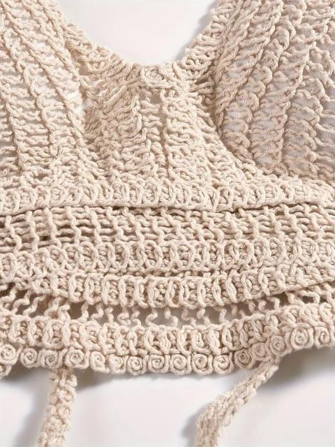 特別提供品790円★プレーンかぎ針編みタイネックボヘミアンビーチトップ日本サイズM アプリコット < 女性ファッション  特別提供品790円★プレーンかぎ針編みタイネックボヘミアンビーチトップ日本サイズM アプリコット < 女性ファッションの