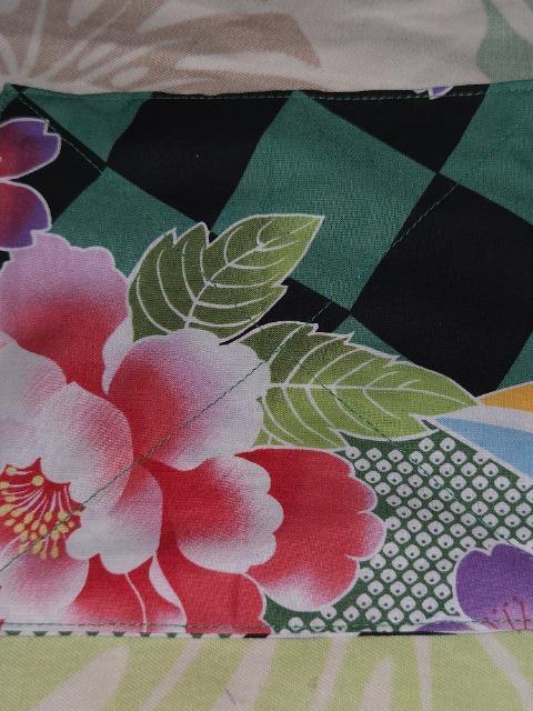 ★新品黒緑市松模様×花扇子和柄コースター2枚セット < キッズ/ベビー  ★新品黒緑市松模様×花扇子和柄コースター2枚セット < キッズ/ベビーの