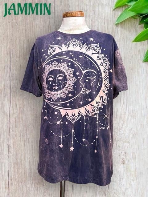 サン&ムーンTシャツ 太陽 月 アジアン エスニック ヒッピー 個性派 < 男性ファッション サン&ムーンTシャツ 太陽 月 アジアン エスニック ヒッピー 個性派 < 男性ファッションの