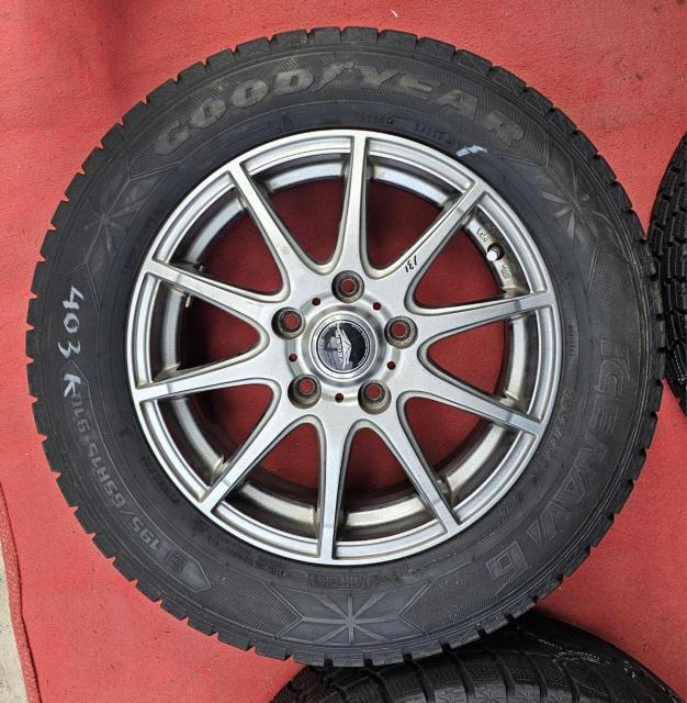 Weds VEILERアルミホイール15インチ6J+53 5穴 PCD114.3グッドイヤー アイスナビ6バリ山195/65R15 < 自動車/バイク Weds VEILERアルミホイール15インチ6J+53 5穴 PCD114.3グッドイヤー アイスナビ6バリ山195/65R15 < 自動車/バイク