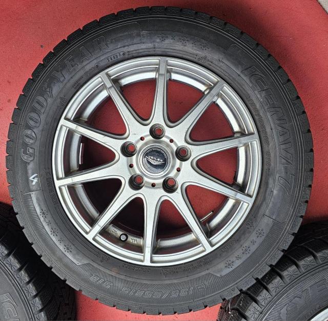 Weds VEILERアルミホイール15インチ6J+53 5穴 PCD114.3グッドイヤー アイスナビ6バリ山195/65R15 < 自動車/バイク Weds VEILERアルミホイール15インチ6J+53 5穴 PCD114.3グッドイヤー アイスナビ6バリ山195/65R15 < 自動車/バイク