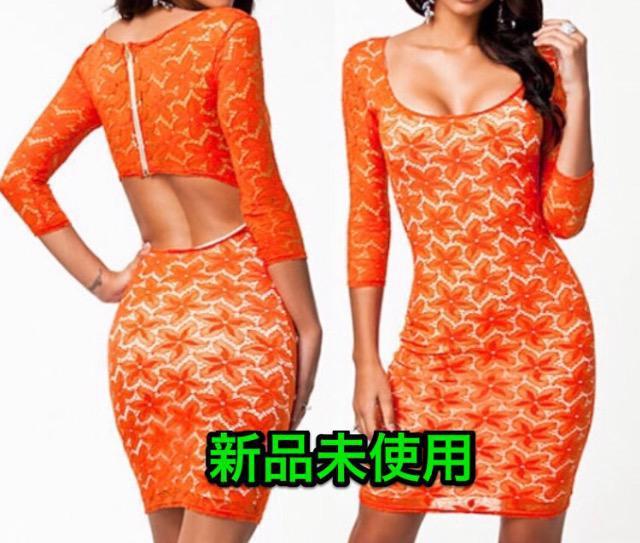 特価★新品未使用レースワンピースオレンジベアボディコンセクシー着痩せ品薄大活躍 < 女性ファッション  特価★新品未使用レースワンピースオレンジベアボディコンセクシー着痩せ品薄大活躍  < 女性ファッションの