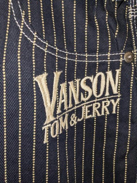 VANSONトムとジェリー ジーンズ 総刺繍 ウォバッシュストライプパンツ < 男性ファッション  VANSONトムとジェリー ジーンズ 総刺繍 ウォバッシュストライプパンツ < 男性ファッションの