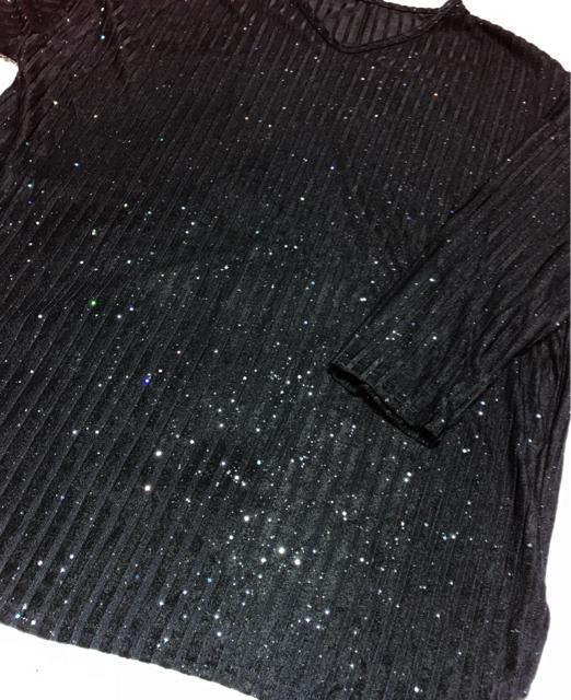 ニット ゆったり セーター ストライプ柄 キラキララメ入り ブラック 大きいサイズ < 女性ファッション ニット ゆったり セーター ストライプ柄 キラキララメ入り ブラック 大きいサイズ < 女性ファッションの