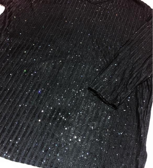 ニット ゆったり セーター ストライプ柄 キラキララメ入り ブラック 大きいサイズ < 女性ファッション ニット ゆったり セーター ストライプ柄 キラキララメ入り ブラック 大きいサイズ < 女性ファッションの