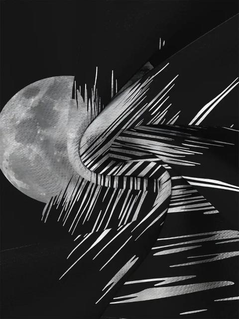 爆ヤス価格890円★メンズ スタイリッシュ ブラックTシャツ、月明かりの波グラフィック付き USAサイズM(日本サイズXL相当) < 男性ファッション 爆ヤス価格890円★メンズ スタイリッシュ ブラックTシャツ、月明かりの波グラフィック付き USAサイズM(日本サイズXL相当) < 男性ファッションの