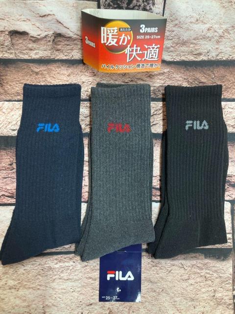 『画像から3足組』足底パイルクッションで暖か&快適な履き心地!【FILA】メンズクルー丈 綿混パイルソックスB柄 < 男性ファッション 『画像から3足組』足底パイルクッションで暖か&快適な履き心地!【FILA】メンズクルー丈 綿混パイルソックスB柄 < 男性ファッションの