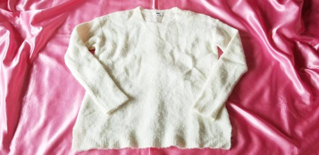 ★【UNIQLO】ユニクロ☆白ホワイト暖か可愛い♪長袖丸首ブークレー♪ニットセーター < 女性ファッション  ★【UNIQLO】ユニクロ☆白ホワイト暖か可愛い♪長袖丸首ブークレー♪ニットセーター  < 女性ファッションの