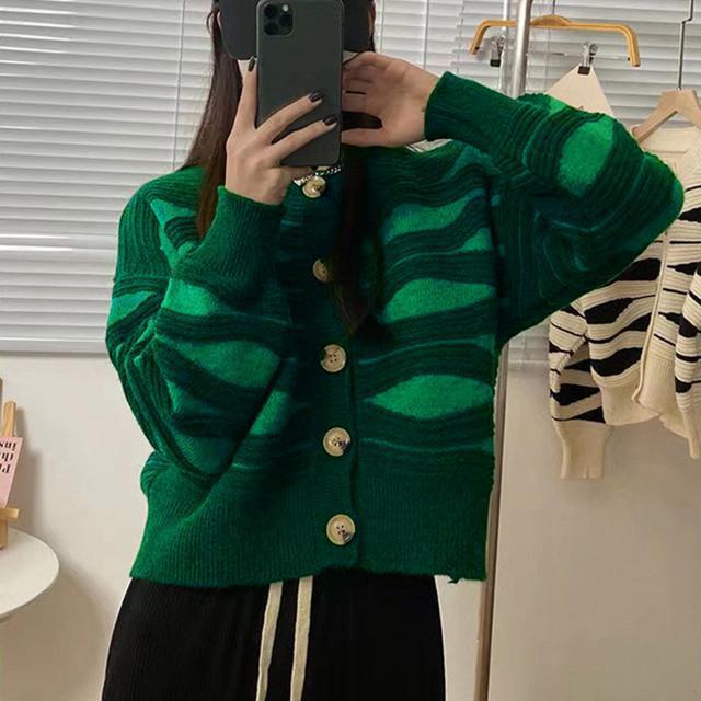 送料無料 新品 ニットカーディガン 秋冬レディース 配色 < 女性ファッション  送料無料 新品 ニットカーディガン 秋冬レディース 配色 < 女性ファッションの