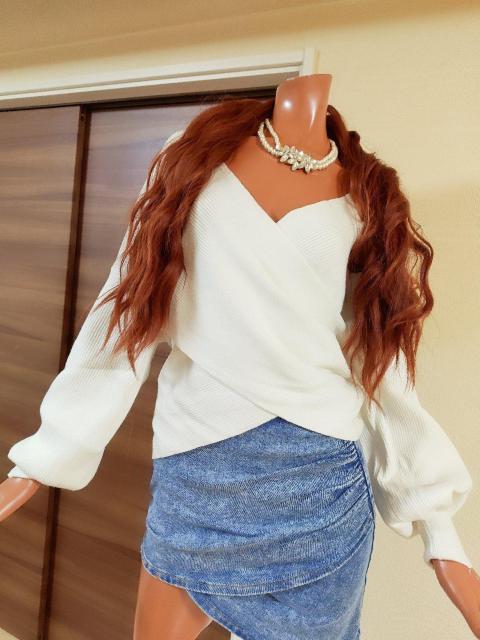 新品★M〜2L★リブニットクロス★カシュクールカットソー★ < 女性ファッション  新品★M〜2L★リブニットクロス★カシュクールカットソー★  < 女性ファッションの