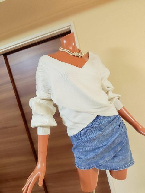 新品★M〜2L★リブニットクロス★カシュクールカットソー★ < 女性ファッション  新品★M〜2L★リブニットクロス★カシュクールカットソー★ < 女性ファッションの