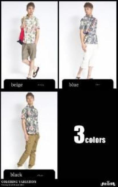 カジュアル.リゾート♪花柄プリントアロハ風シャツ ブラック < 男性ファッション カジュアル.リゾート♪花柄プリントアロハ風シャツ ブラック < 男性ファッションの