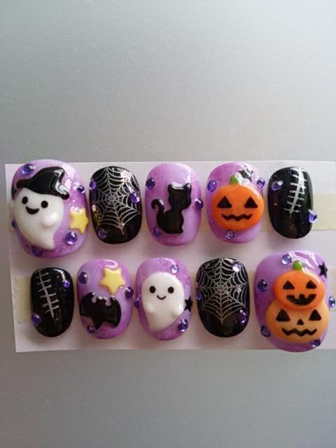 最終売り切りsale☆ジェルネイル.黒&紫.ハロウィン.オバケ.猫.ショート < 香水/コスメ/ネイル  最終売り切りsale☆ジェルネイル.黒&紫.ハロウィン.オバケ.猫.ショート  < 香水/コスメ/ネイルの