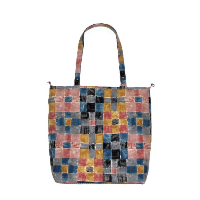 【大トートバッグ】【Dカンショルダー対応】◆オレンジ系モザイクタイル柄◆ < 女性ファッション 【大トートバッグ】【Dカンショルダー対応】◆オレンジ系モザイクタイル柄◆ < 女性ファッションの