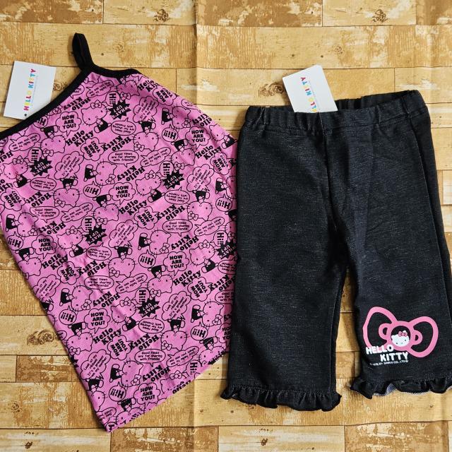 新品*タグ付き*ハローキティ*総柄*キャミソール*キティちゃん*英字*吹き出しセリフ*ピンク×黒*ロング*チュニック*90 < キッズ/ベビー 新品*タグ付き*ハローキティ*総柄*キャミソール*キティちゃん*英字*吹き出しセリフ*ピンク×黒*ロング*チュニック*90 < キッズ/ベビーの