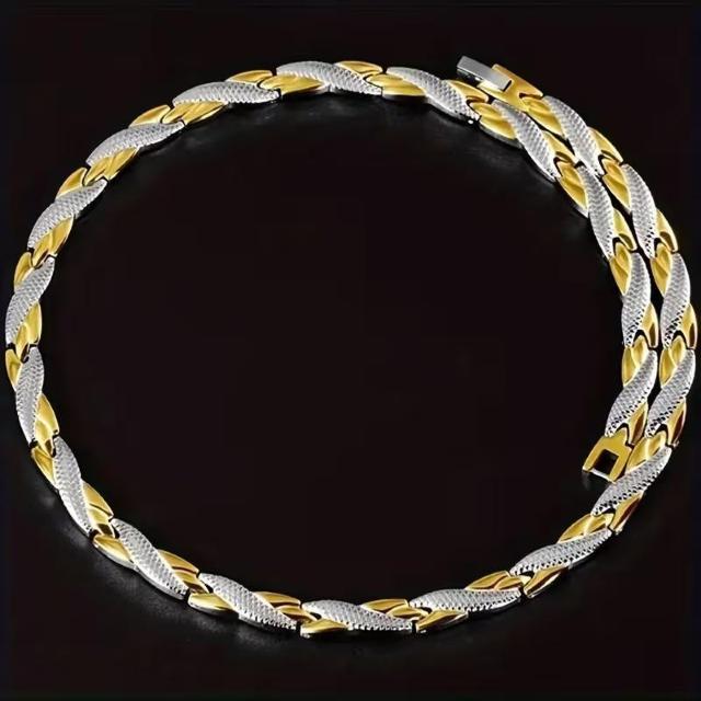 爆ヤス1290円★【メンズ】316Lチタン ステンレス ネックレス 44元素磁石内蔵 取り外しツール付き - プレゼントに 金色 < 男性アクセサリー/時計 爆ヤス1290円★【メンズ】316Lチタン ステンレス ネックレス 44元素磁石内蔵 取り外しツール付き - プレゼントに 金色 < 男性アクセサリー/時計の