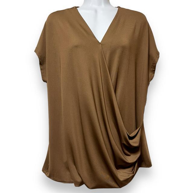 【新品/SHEIN/L】フロントドレープデザインVネックプルオーバー < 女性ファッション  【新品/SHEIN/L】フロントドレープデザインVネックプルオーバー < 女性ファッションの