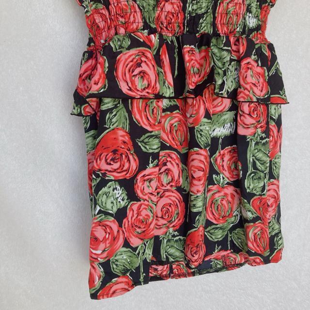 EMODA 花柄 ノースリ ミニ丈 ペプラム ワンピース ミニドレス M N2m < ブランド EMODA 花柄 ノースリ ミニ丈 ペプラム ワンピース ミニドレス M N2m < ブランドの