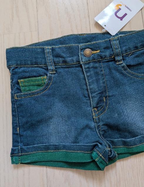 110★デニムショートパンツ★ネイビー×グリーン★新品★送料無料 < キッズ/ベビー  110★デニムショートパンツ★ネイビー×グリーン★新品★送料無料 < キッズ/ベビーの