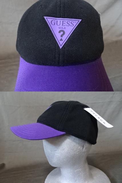 USA購入 L.A発 ゲス【GUESS】三角ロゴマークCAP 黒紫 < 男性ファッション  USA購入 L.A発 ゲス【GUESS】三角ロゴマークCAP 黒紫 < 男性ファッションの