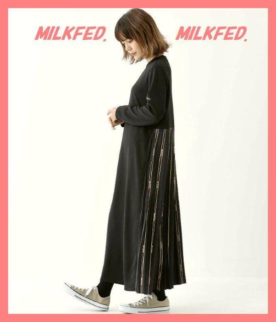 ミルクフェド☆美品スタイルアップ♪完売プリーツロゴドッキングマキシワンピ黒 < ブランド ミルクフェド☆美品スタイルアップ♪完売プリーツロゴドッキングマキシワンピ黒 < ブランドの