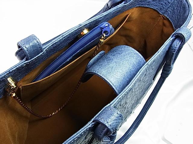 【正規美品】ZAO オーストリッチ ポーチ付きトートバッグ ブルー系 < 女性ファッション 【正規美品】ZAO オーストリッチ ポーチ付きトートバッグ ブルー系 < 女性ファッションの
