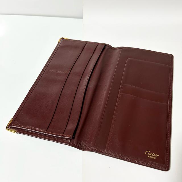美品 Cartier カルティエ レザー マストライン 二つ折り長財布 ボルドー < ブランド 美品 Cartier カルティエ レザー マストライン 二つ折り長財布 ボルドー < ブランドの