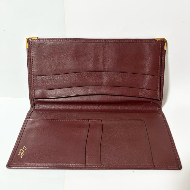 美品 Cartier カルティエ レザー マストライン 二つ折り長財布 ボルドー < ブランド 美品 Cartier カルティエ レザー マストライン 二つ折り長財布 ボルドー < ブランドの