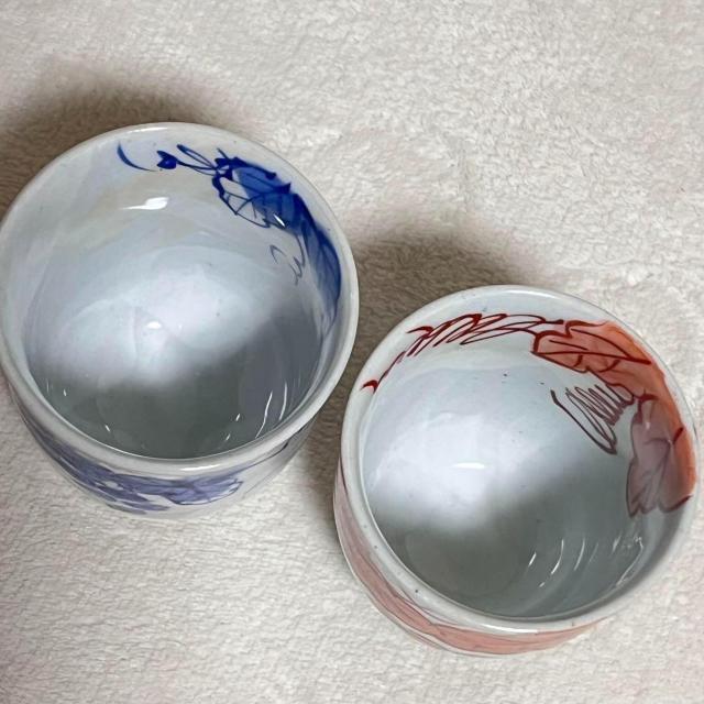 未使用 ペア湯呑 湯飲 葡萄絵 手書き 染付 < インテリア/ライフ 未使用 ペア湯呑 湯飲 葡萄絵 手書き 染付 < インテリア/ライフの