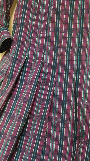 パープル系チェック柄長袖ワンピース XS〜Sサイズ 5〜7号 ベルト付き クラシカル < 女性ファッション パープル系チェック柄長袖ワンピース XS〜Sサイズ 5〜7号 ベルト付き クラシカル < 女性ファッションの