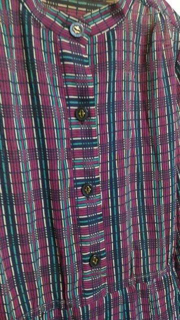 パープル系チェック柄長袖ワンピース XS〜Sサイズ 5〜7号 ベルト付き クラシカル < 女性ファッション パープル系チェック柄長袖ワンピース XS〜Sサイズ 5〜7号 ベルト付き クラシカル < 女性ファッションの