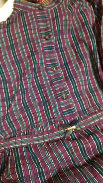 パープル系チェック柄長袖ワンピース XS〜Sサイズ 5〜7号 ベルト付き クラシカル < 女性ファッション パープル系チェック柄長袖ワンピース XS〜Sサイズ 5〜7号 ベルト付き クラシカル < 女性ファッションの