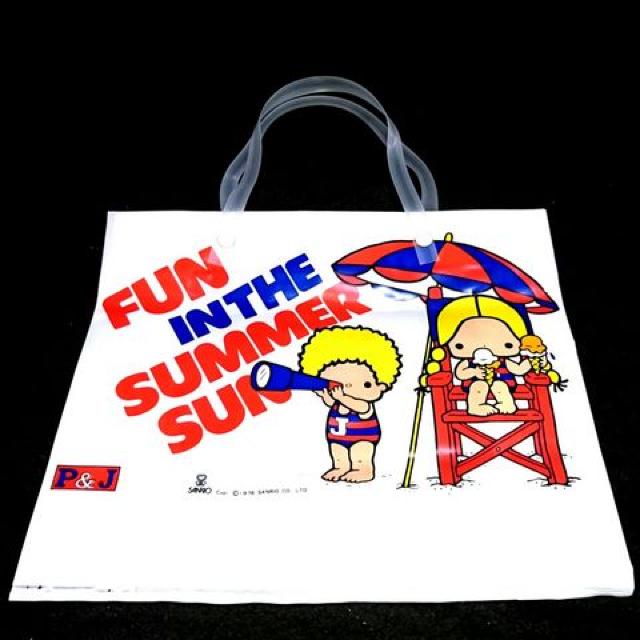 レア 1976年 パティ&ジミー バック ビニール トート サンリオ < 女性ファッション  レア 1976年 パティ&ジミー バック ビニール トート サンリオ < 女性ファッションの