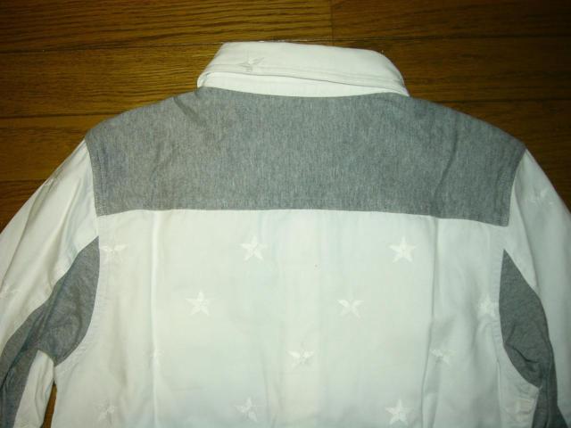 M エム スター刺繍ドット柄シャツ XS 白 ステッチ 長袖☆星TMT < ブランド  M エム スター刺繍ドット柄シャツ XS 白 ステッチ 長袖☆星TMT < ブランドの