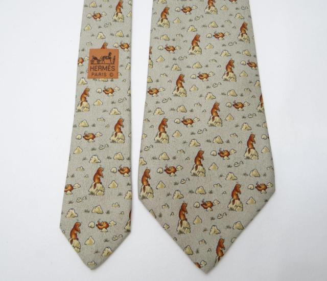 HERMES エルメス メンズ ネクタイ 動物柄 シルク100% グレー系マルチカラー<USED>【送料無料】 < ブランド HERMES エルメス メンズ ネクタイ 動物柄 シルク100% グレー系マルチカラー<USED>【送料無料】 < ブランドの