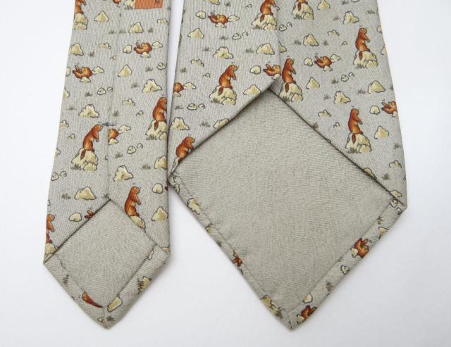 HERMES エルメス メンズ ネクタイ 動物柄 シルク100% グレー系マルチカラー<USED>【送料無料】 < ブランド HERMES エルメス メンズ ネクタイ 動物柄 シルク100% グレー系マルチカラー<USED>【送料無料】 < ブランドの