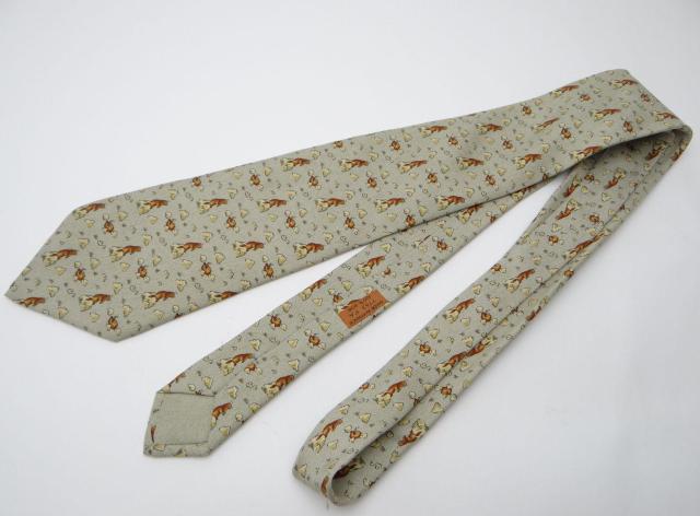 HERMES エルメス メンズ ネクタイ 動物柄 シルク100% グレー系マルチカラー<USED>【送料無料】 < ブランド HERMES エルメス メンズ ネクタイ 動物柄 シルク100% グレー系マルチカラー<USED>【送料無料】 < ブランドの