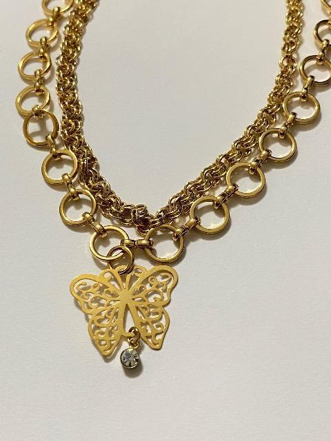 ゴールドカラー♪ダブルチェーンアンクレット☆蝶 < 女性アクセサリー/時計 ゴールドカラー♪ダブルチェーンアンクレット☆蝶 < 女性アクセサリー/時計の